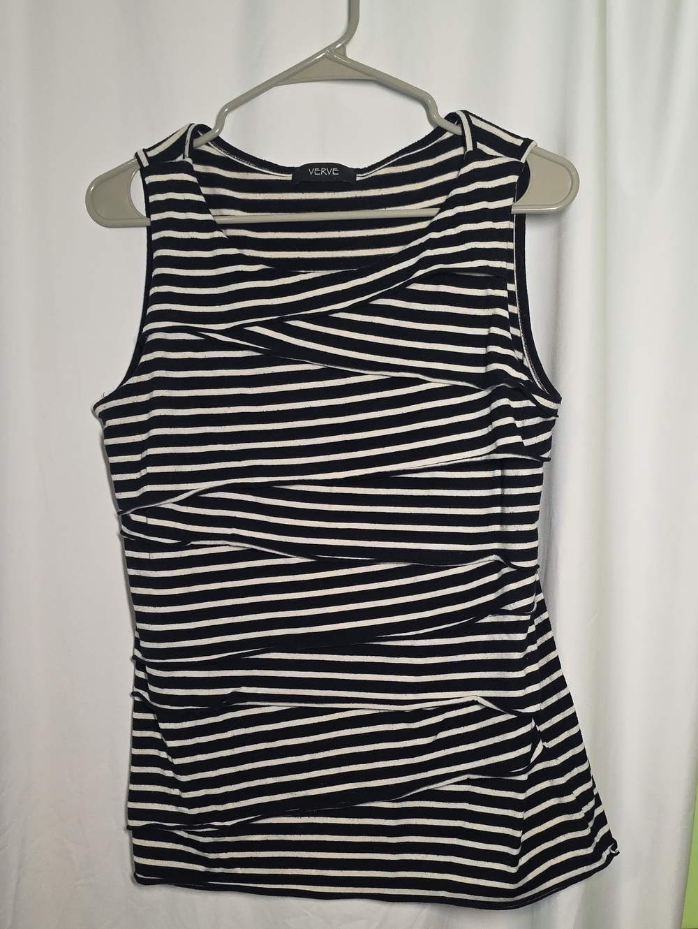 Verve Black & White Striped Sleeveless Tank
